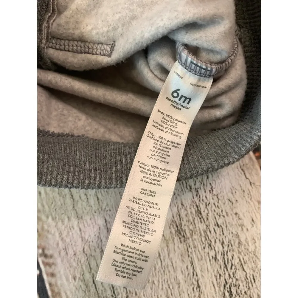 CARTER’S Boy’s Fleece Polar Bear Zip Up Hooded Jacket / Size: 6 Months